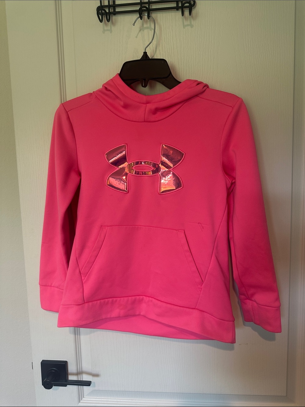 Under Armour Girls Hot Pink Hoodie with Shiny Logo